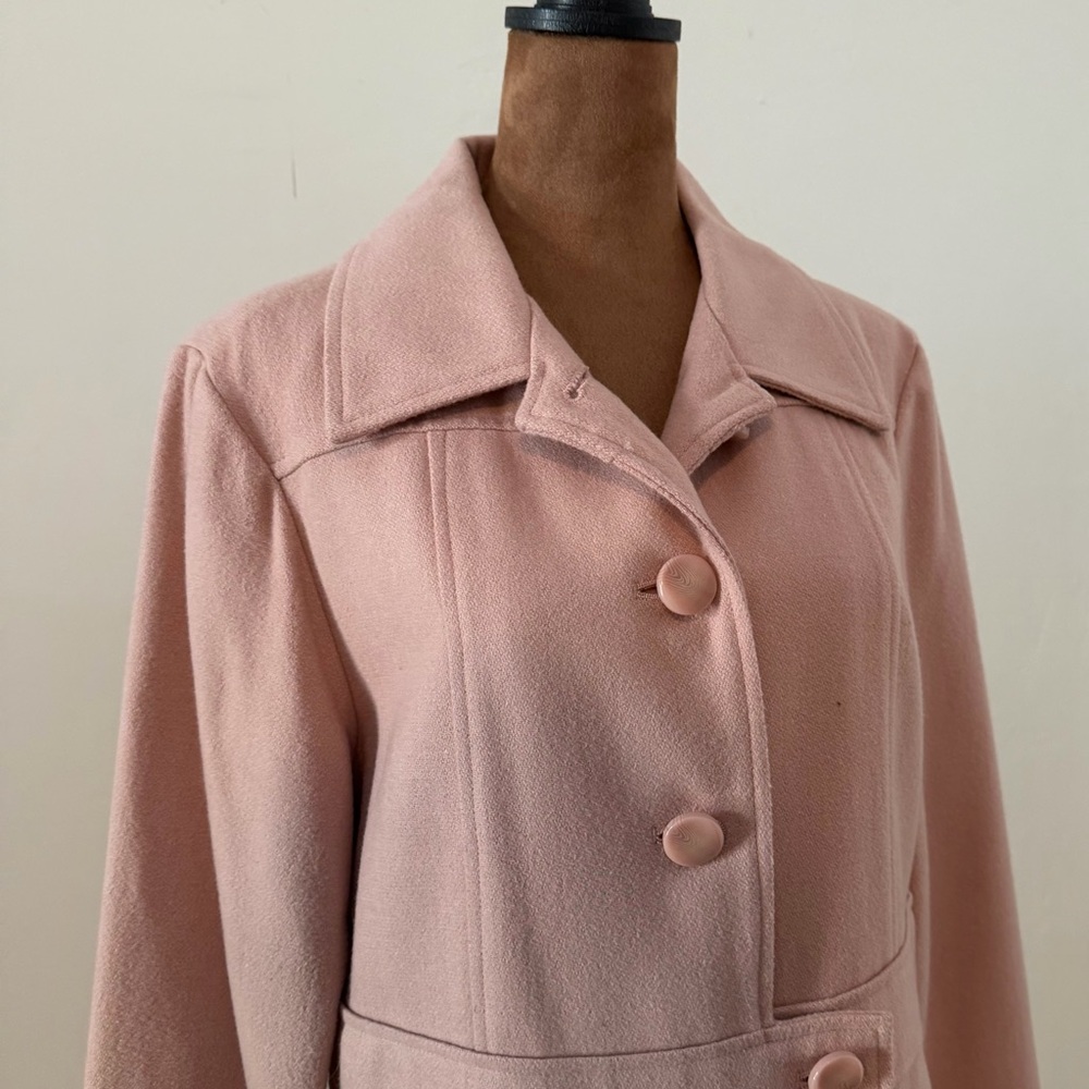 Women's Vintage Pink Belted Coat - Picture 2 of 4